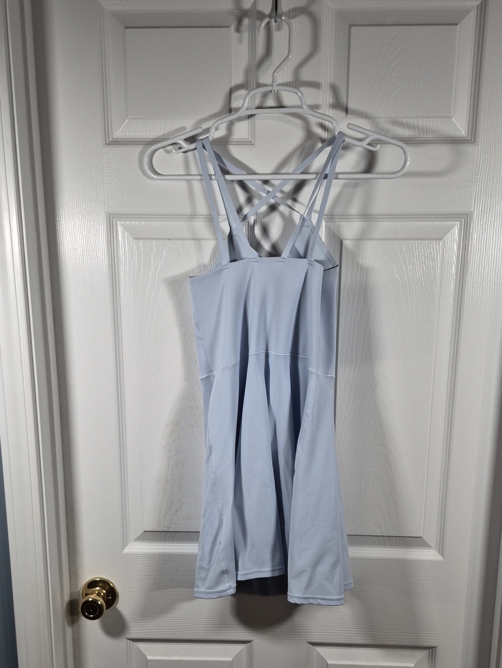 Light Blue Strappy Mini Dress with Cross-Back Detail